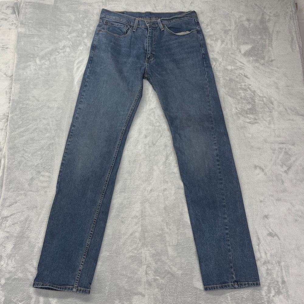Levi's 505 Jeans Mens 34x36 Blue Denim‎ Medium Wash Red Tag Grunge Straight Leg